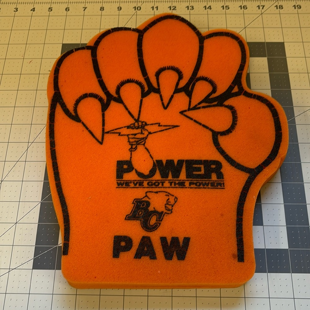 BC Lions foam Power Paw from 1990’s RARE